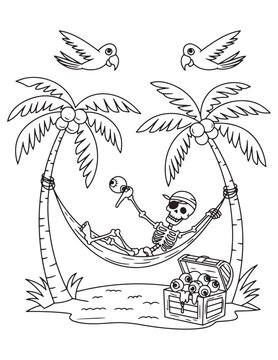 recommend clip art: Tropical Ghost Hammock – Spooky Summer Vacation Line Art Coloring Page
                    