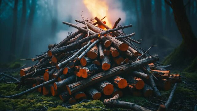 A heap of twigs serving as firewood