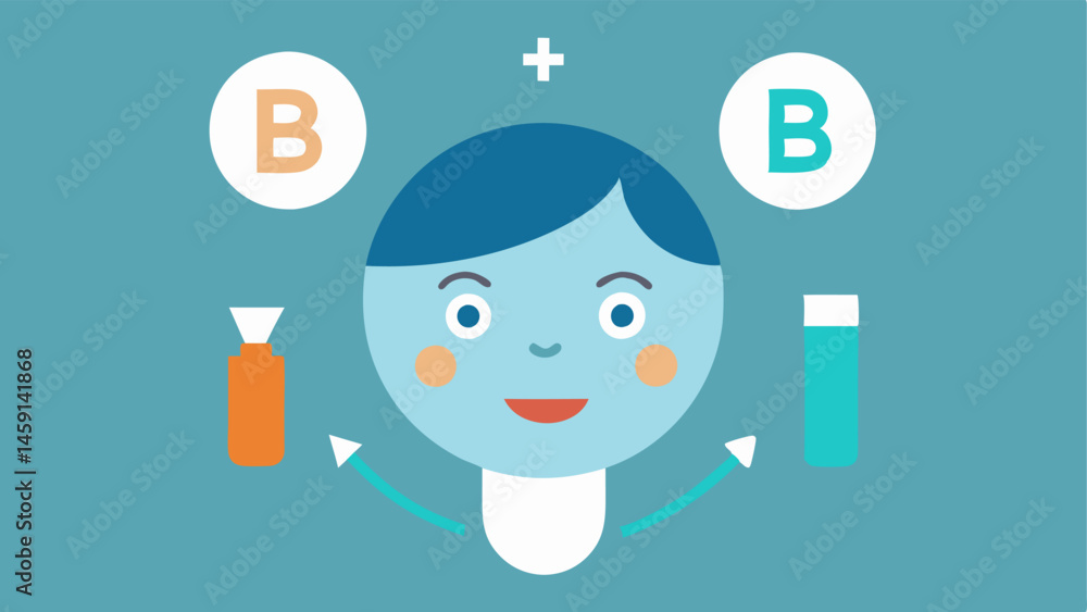 Poster healthy glow effect illustrate a glowing face with bb cream applied with arrows indicating the hydra