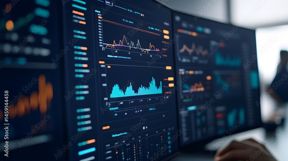 Poster comprehensive financial data visualization interface