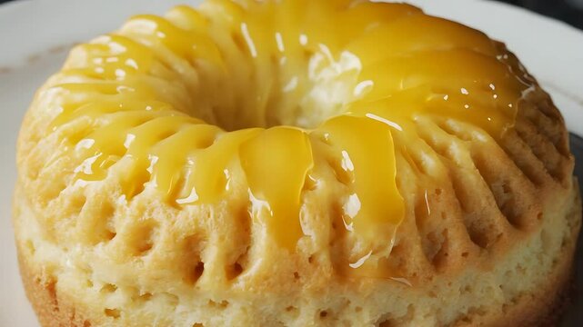 Upside down pineapple cake with glaze