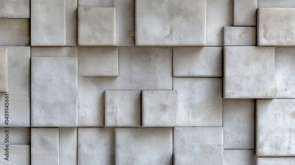 Poster Grey textured cubes create an abstract geometric pattern, showcasing a modern and minimalist design ideal for architectural or background use