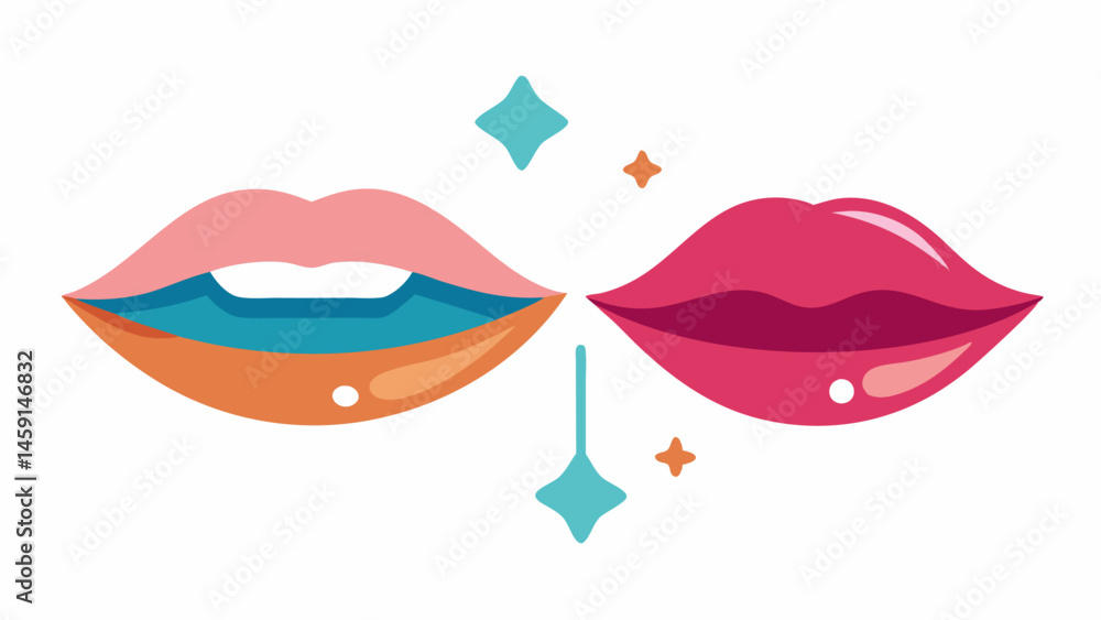 Poster glossy transformation beforeandafter illustration showing dry lips transitioning to smooth plump lip