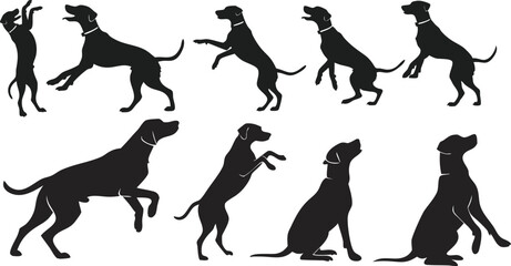 dog silhouette set black