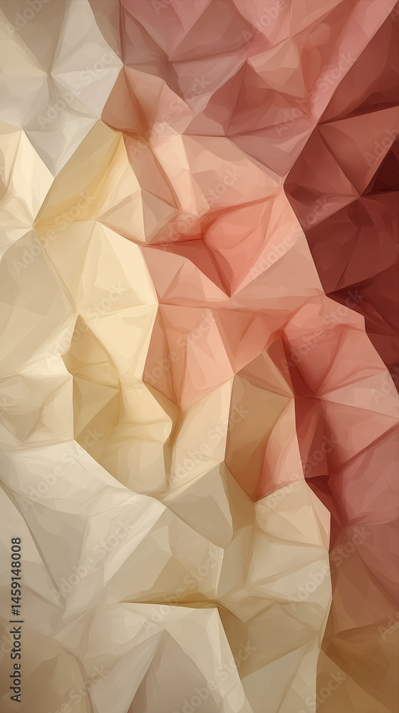 Poster Abstract image of beige and brown crumpled paper texture, creating a three-dimensional effect, showcasing a smooth and elegant design suitable for backgrounds or mockups