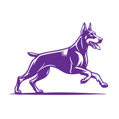 Fototapeta premium Dynamic Doberman Pinscher in Motion: A Black and White Vector Illustration