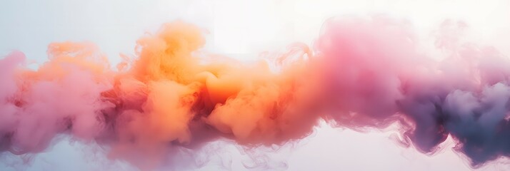 Colorful Pink and Orange Smoke Swirls on White Background – Abstract Vibrant Flowing Composition