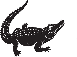 Crocodile silhouette vector style with white background .