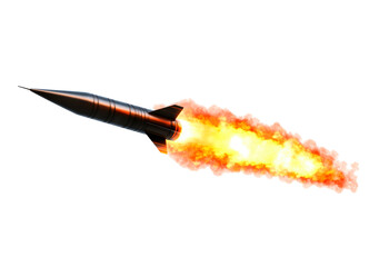Rocket launching on a transparent background