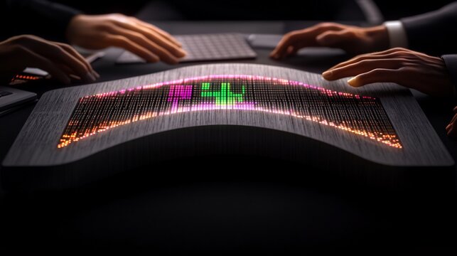 Futuristic data display at a business meeting - Powered by Adobe