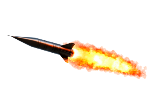 Rocket launching on a transparent background