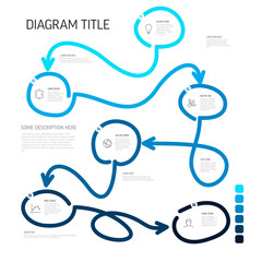 This abstract flow diagram graphic represents a process workflow using curved lines connecting steps. Use this infographic diagram template for presenting complex processes easily.
