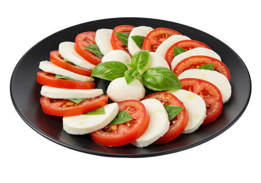 Tomato mozzarella basil caprese salad plate