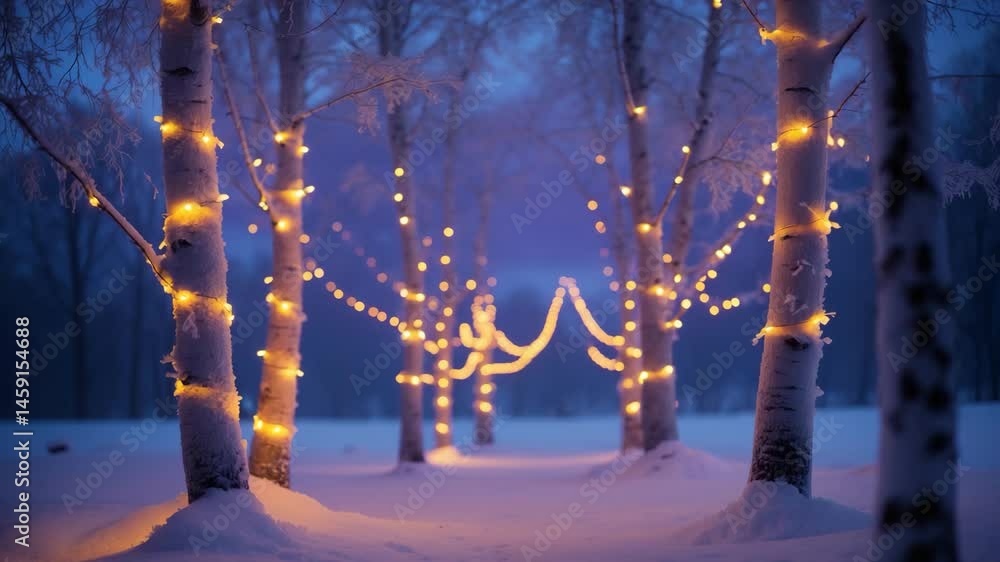 Aufkleber twinkling string lights illuminating trees transform the nighttime landscape into an enchanting wond