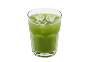 Verdant refreshment An iced green drink sits against a stark black backdrop