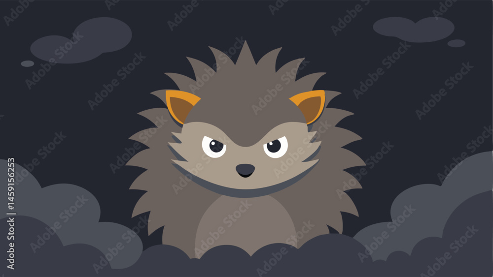 Aufkleber stormy sky background an angry hedgehog in the foreground against a backdrop of dark swirling clouds