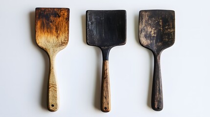 Rustic Wooden Spatulas with Kitchen Tools.
