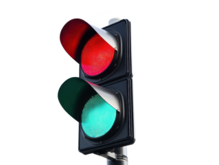 Traffic light with red and green isolated on transparent background