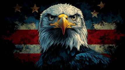 Eagle on Abstract Flag
