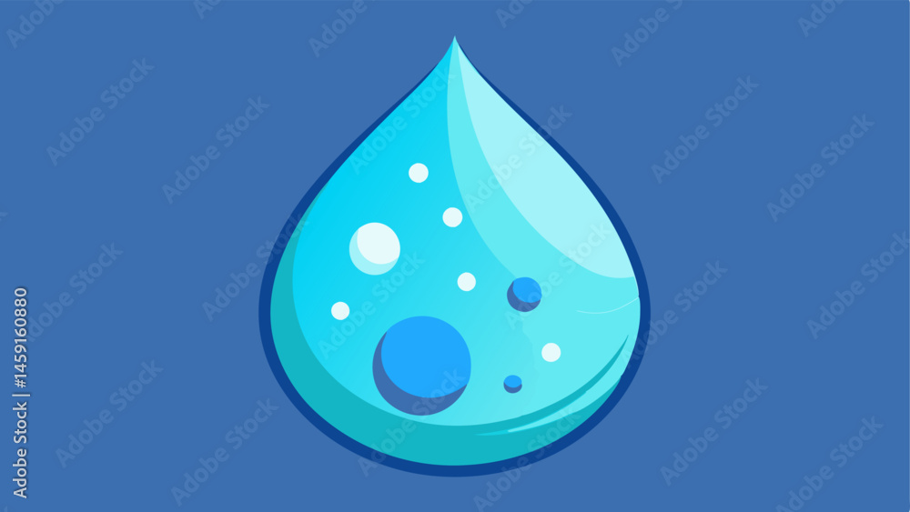 Poster hydration droplet a large stylized water droplet filled with a light blue gradient with smaller exos