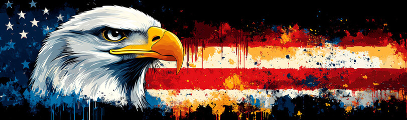 Grunge Style Eagle and Flag.