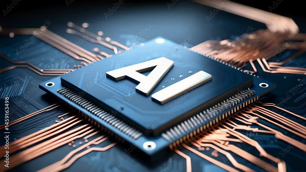 Poster cutting-edge artificial intelligence, microchips, and quantum computing in future tech