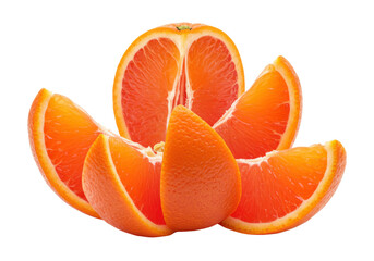 Citrus symphony A blood orange halved and segmented bursts with vibrant color against a stark black backdrop