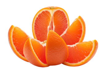 Citrus symphony A blood orange halved and segmented bursts with vibrant color against a stark black backdrop