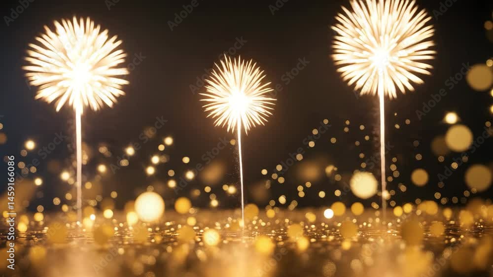 Poster bokeh light backdrop featuring abstract fireworks.