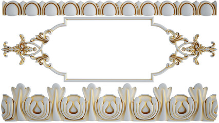 Gold patina ornament on transparent background, cut out, 3D render

