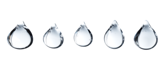 Pack of Five Abstract Water Drops White Drops on Black Background  Stock Image set against transparent background