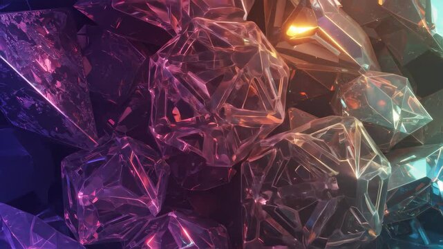 Purple and Blue Geometric Crystal Structure Polygonal Facets Design Background