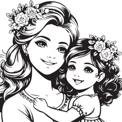 Elegant Black & White Mother’s Day Vector Design | Minimalist Line Art Illustration