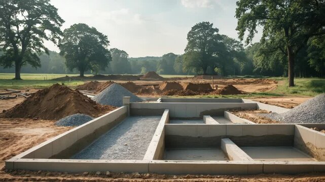 Poured concrete foundation for construction