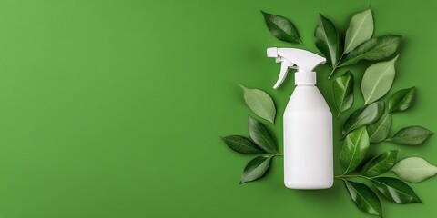 Spray Bottle with Green Leaves for Eco-Friendly Cleaning