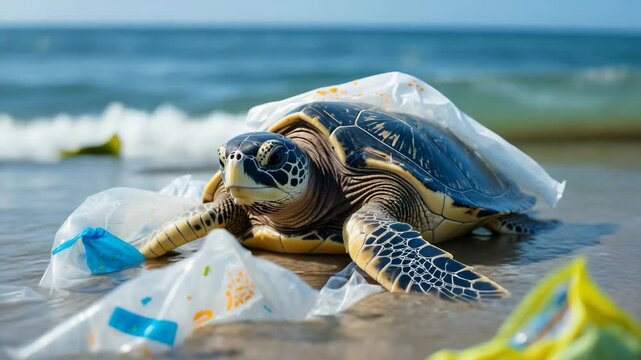 Plastic pollution in the ocean: Sea Turtle's problem with plastic bag ingestion