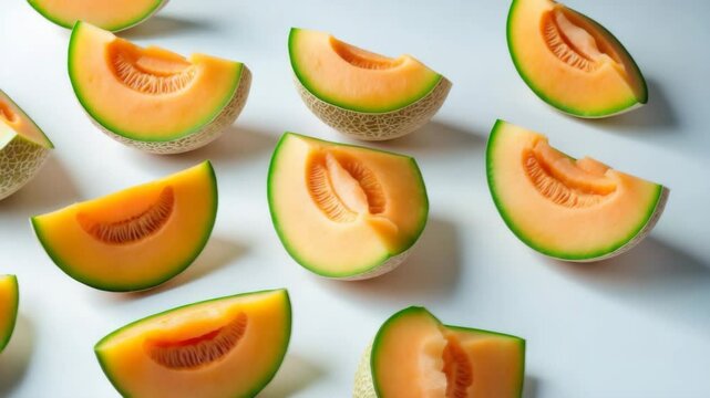 Yellow melon and cantaloupe isolated on white background.