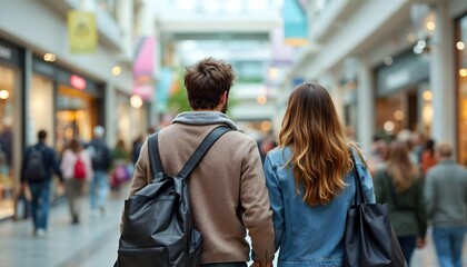 Fototapeta premium young couple walking in the mall