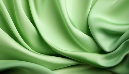 Elegant Green Silk Fabric Draped Softly Textured Waves Background