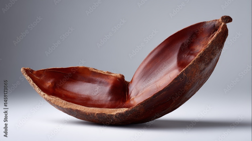 Aufkleber Isolated dry aromatic seed with intricate wrinkled texture and unique organic shape rests on a smooth white backdrop, providing ample copy space for creative use