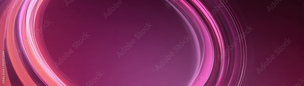 Poster abstract pink and purple curved light streaks form a circular pattern on a smooth gradient backgroun