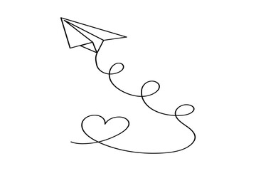 
Continuous single line drawing of paper plane outline isolated vector art design