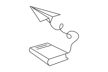 
Continuous single line drawing of paper plane outline isolated vector art design