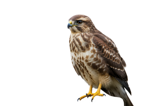 Perched hawk with piercing gaze