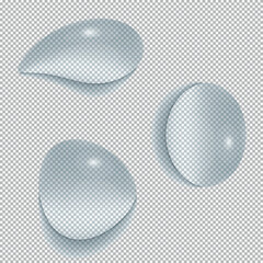 Water drop condensation set, droplets 3D elements on a transparent background, Vector illustration