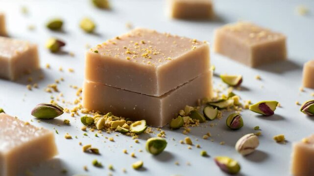 Tasty halva segments against a light background