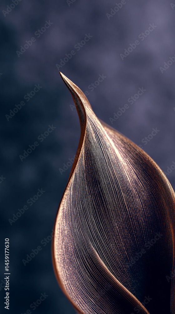 Poster close-up of bronze-colored petal texture, showing fine lines and elegant curve, showcasing refined b