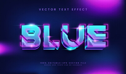 Editable neon blue text effect vector graphic.  Perfect for digital design projects.