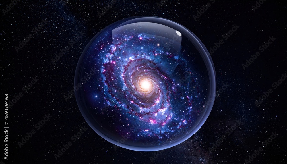 Wall mural universe inside a sphere: an artistic capture of the vast universe encapsulated within a delicate sp