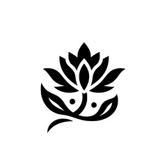 Minimalist Black Lotus Flower Logo on White